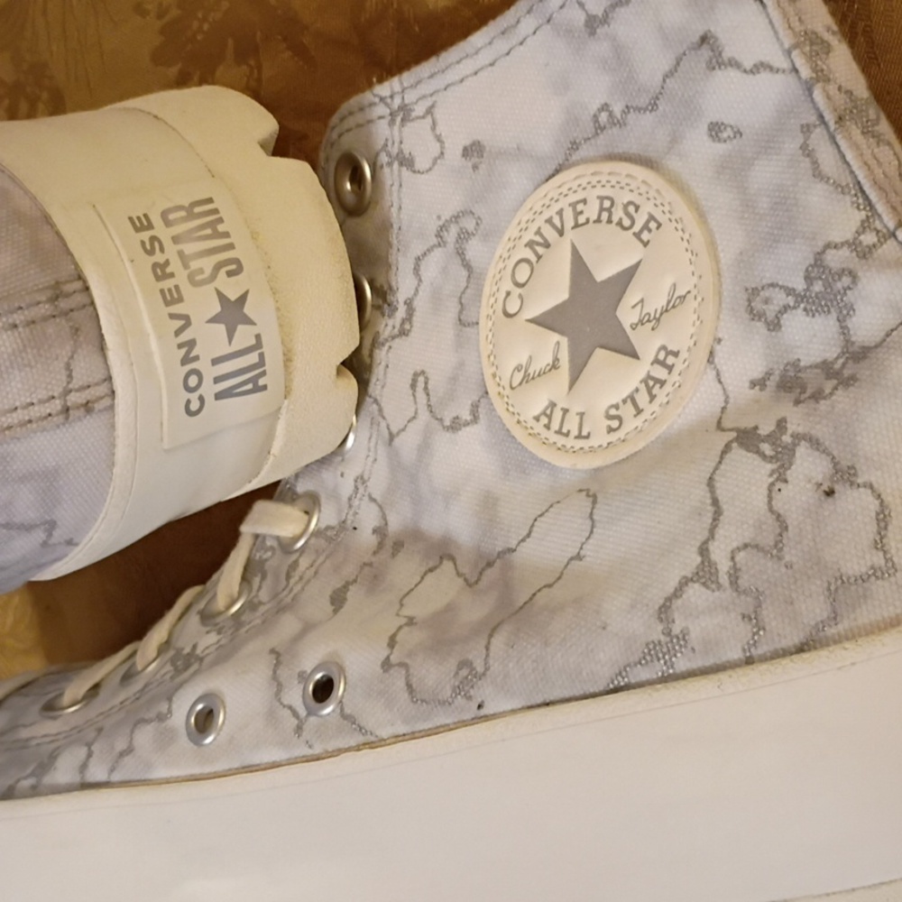 CONVERSE Platform Women's High-Top Gray Marble and White Women's 11.0 Men 9.0 - Picture 3 of 12